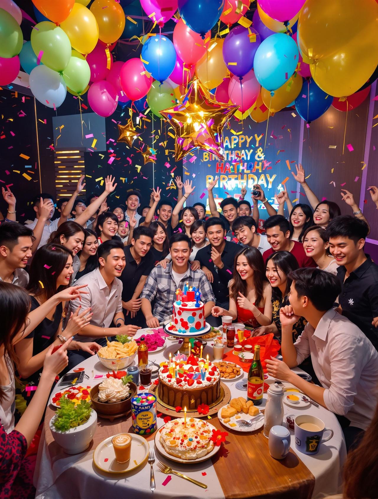 某女星生日派对现场，众星云集超热闹